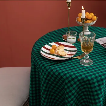 Okrogel Prt za Mizo Zelena Kariran mizico za dnevno Sobo, namizni Prti Božični Okraski, Dinning Mize za Kritje Plašč  10