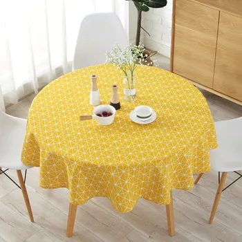 Nordijska poliester bombaž okrogla miza krpo barvni trikotnik rumeni riž natisnjeni namizni prt namizni prt prt  10