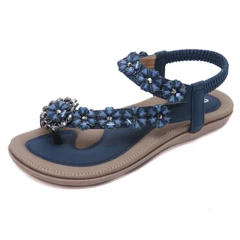 nove ženske Bohemia Ravno sandali, čevlji za ženske Cvet flip flop Kristalno Dekoracijo Mehko Ravno plaži sandali priložnostne čevlji velikost 35-42  10