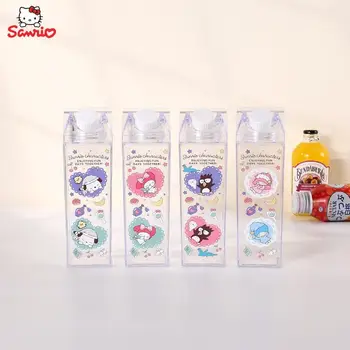 Kawaii Sanrios Pribor Hello Kitty Kuromi Cinnamoroll Risanka Pregleden Vode Steklenico Mleka Karton Oblikovan Sok Polje Otrok Darilo  10