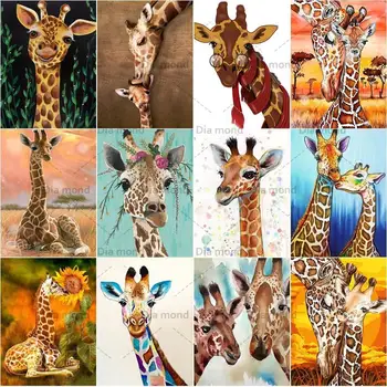 5D Diamond Slikarstvo Žirafa Navzkrižno Šiv Okrasnih Diamond Vezenje Živali Wall Art Needlework Obrti Doma Dekor  4